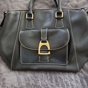 Dooney & Bourke Black Satchel with Gold Accents